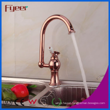 Fyeer Rose Gold 360 Swivel Kitchen Faucet for Double Sink